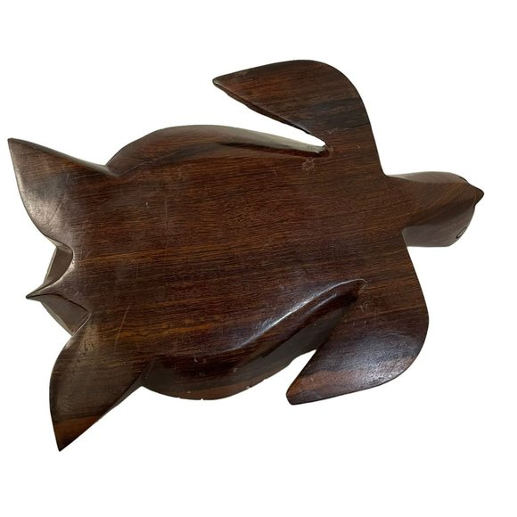 Vintage Wooden Turtle Statue Figurine Dark Brown Hand Carved Crafted 9"H x 5.5 - Picture 4 of 5